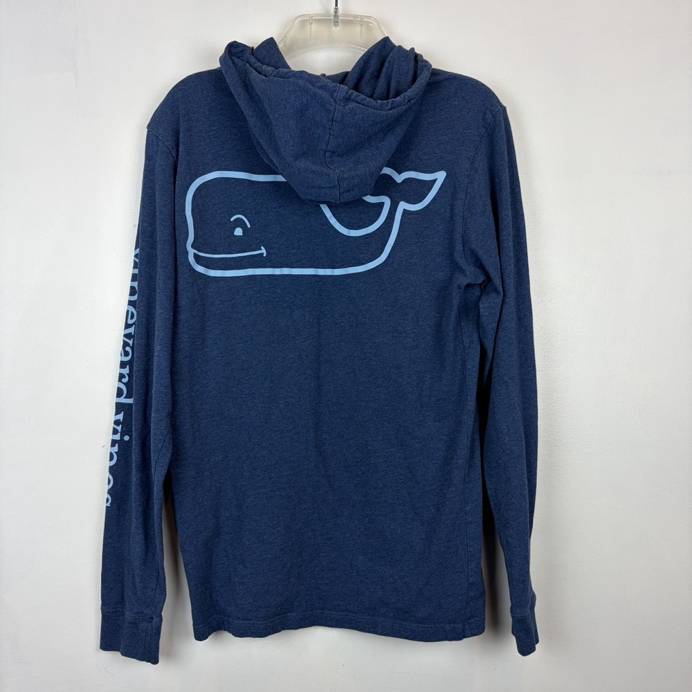Vineyard Vines Hoodie Tee Shirt Mens XS Blue Whale Long Sleeve Screened Preppy